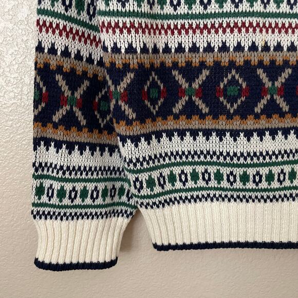 Vintage Sears Sweater Mens Medium Fair Isle Nordic Fisherman 90s Christmas Xmas - Picture 5 of 11